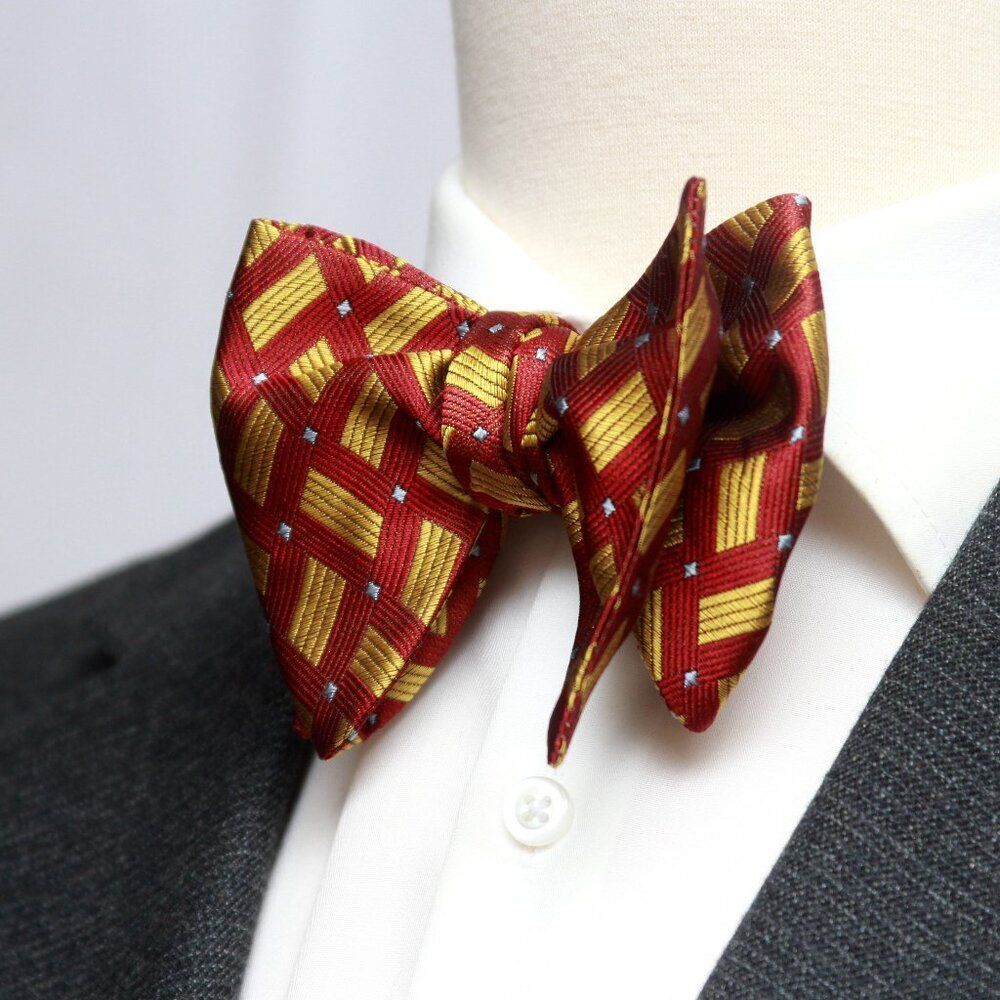Men's Self-tied Bow Tie Red Gold Ornament Bow tie big Butterfly Bow tie S709